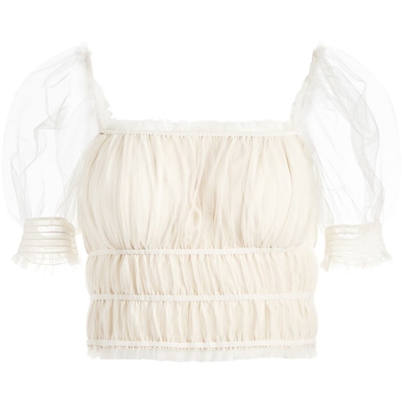 Alice+Olivia Ashlyn shirred crop top Sz M - Picture 3 of 12